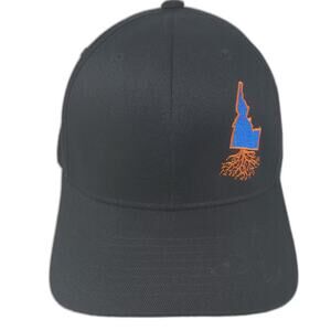 WYR Clothing Idaho State Roots Flexfit Baseball Cap Hat Black Blue Size XL